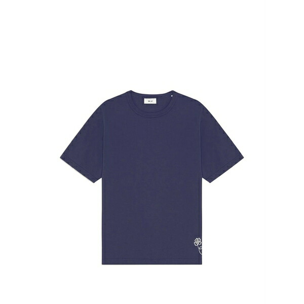 エヌエヌ77 メンズ ティーシャツ トップス Jett clover-embroidered t-shirt Blue