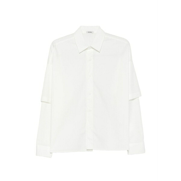 インペリアル メンズ プルオーバー トップス Layered-sleeve shirt White
