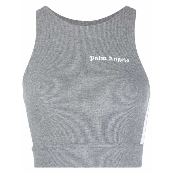 パーム・エンジェルス レディース カットソー トップス Logo-print ribbed sports bra Grey