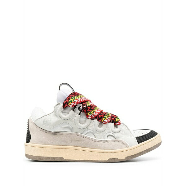 ランバン メンズ スニーカー シューズ Curb suede trim sneakers White