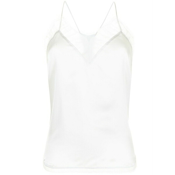 イロ レディース カットソー トップス Lace-trimmed silk top Grey