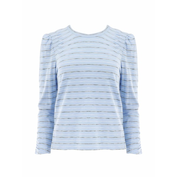 ヴェロニカ ベアード レディース ティーシャツ トップス Bouvet gathered-detail striped t-shirt Blue