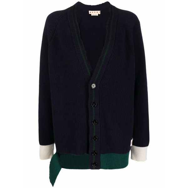 マルニ レディース ジレー アウター V-neck ribbed cardigan Blue