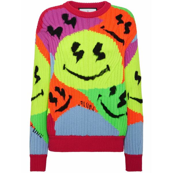 フィリップ飾り気の無い レディース 編み物\u0026スウェーター アウター Smile-intarsia ribbed-knit jumper Green