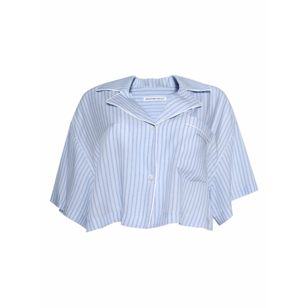 アレキサンダーワン レディース ティーシャツ トップス Striped short-sleeve shirt Blue