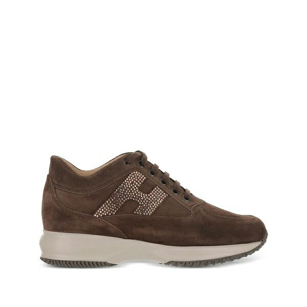 ホーガン レディース スニーカー シューズ Crystal-embellished suede sneakers Brown|asty