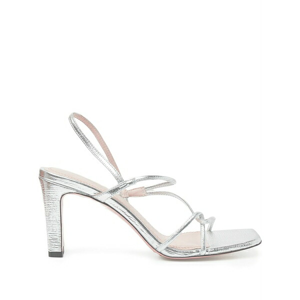 沙子ロ レディース サンダル シューズ Block-heel leather sandals Silver
