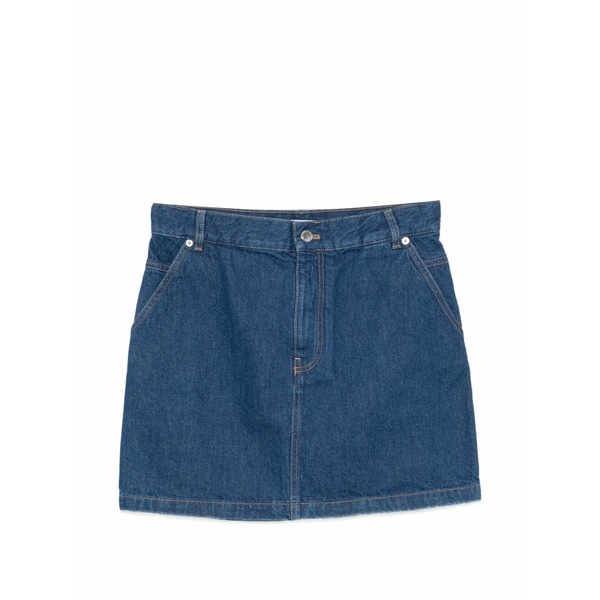棲み家 狐狸 レディース スコート ボトムス Regular-fit denim mini skirt Blue