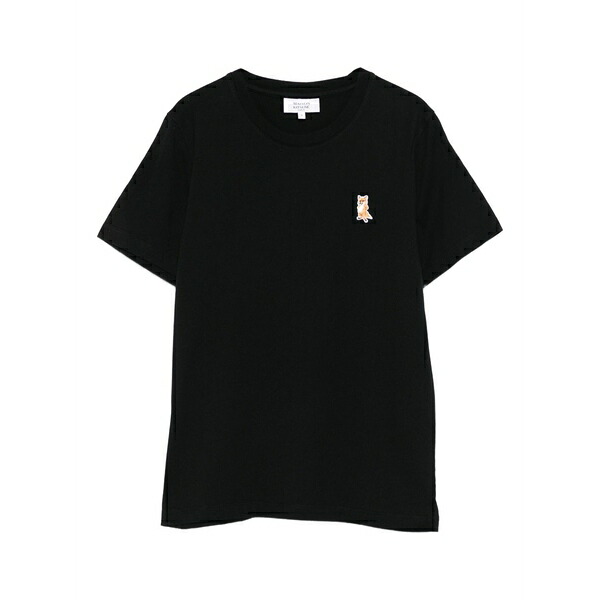 住み家 稲荷 レディース ティーシャツ トップス Fox-embroidered cotton t-shirt Black