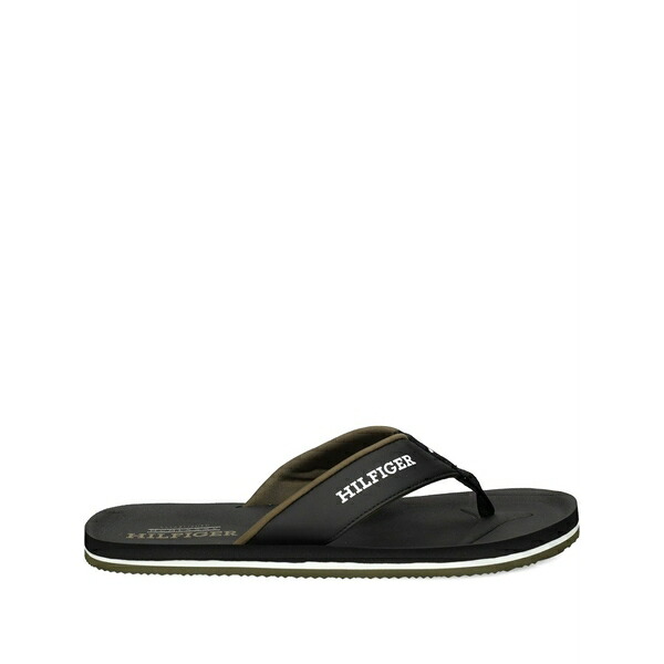 トミー ヒルフィガー メンズ サンダル シューズ Logo-strap flip flops Black