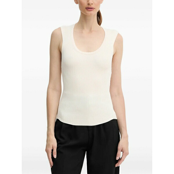 ツイン書き割り レディース カットソー トップス Sleeveless ribbed tank top Neutrals