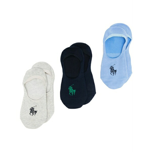 ラルフローレン メンズ ソックス アンダー御召しもの Three-pack no show-foot socks Blue