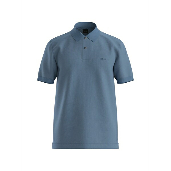 元締め メンズ スポーツシャツ トップス Buttoned polo shirt Blue