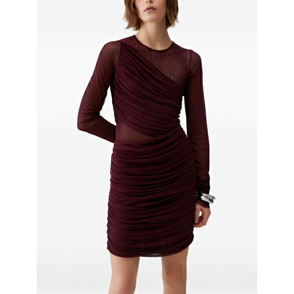 リュージョー レディース 衣装 トップス Jewel-embroidered tulle dress Red