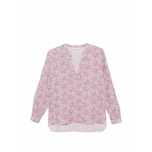ザカス  レディース プルオーバー トップス Floral-print linen blouse Purple