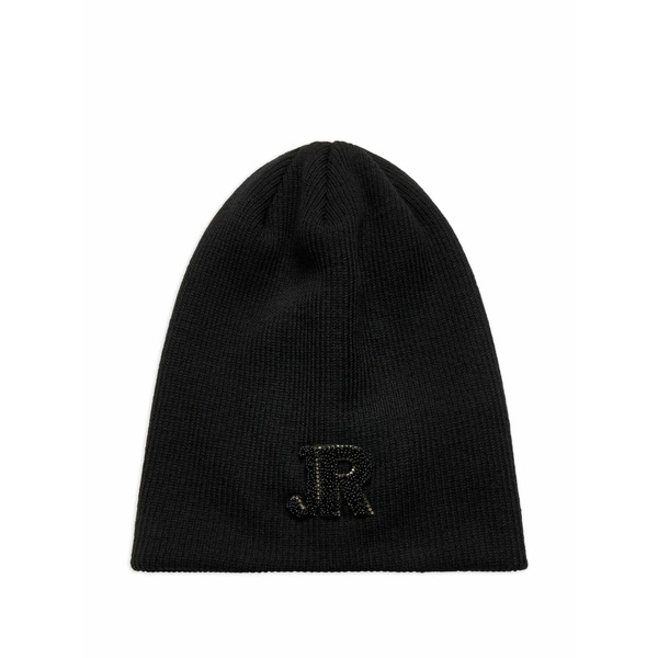 ジョン バージニアの州都 メンズ 鳥打ち帽 付属物 Beaded-logo beanie hat Black