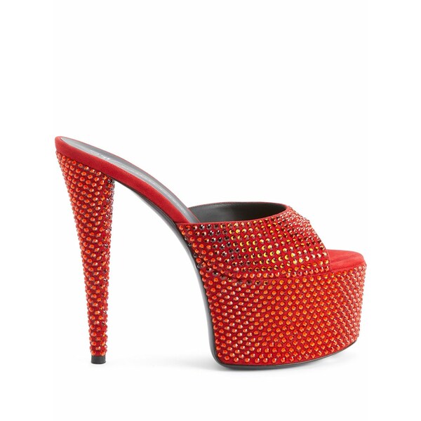 ジュゼッペザノッティ レディース サンダル シューズ 150粍 gz aida crystal -embellished platform sandals Red