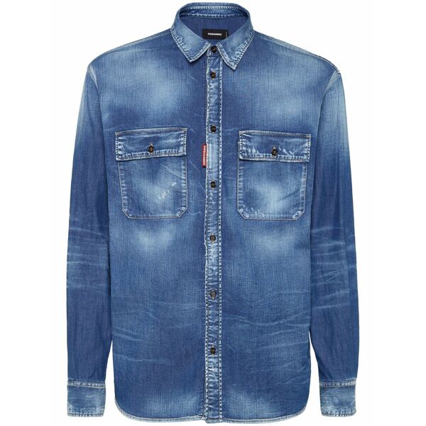 ディースクエアード メンズ プルオーバー トップス Dark-wash denim shirt Blue