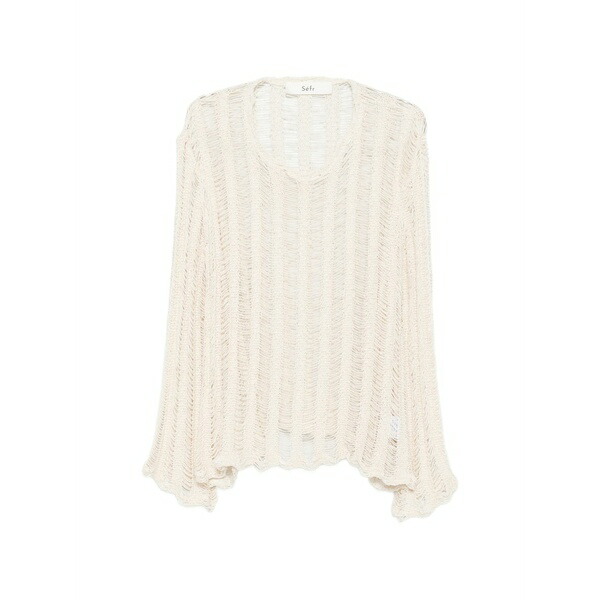 空想科学小説アール メンズ 編み物\u0026ティーシャツ アウター Aetas ladder-knit long-sleeve sweater White