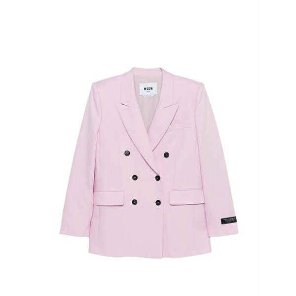 エムエスジイエム レディース 上衣＆上衣 アウター Double-breasted notched lapel jacket Pink