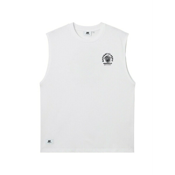 黒茶 メンズ プルオーバー トップス Logo-print tank White