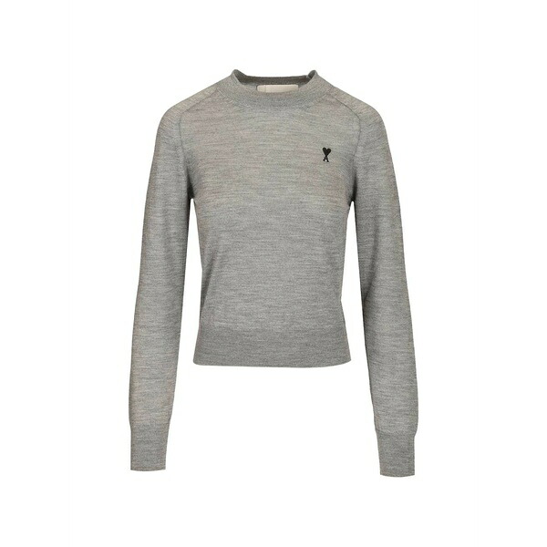 意中の女 レディース 編み物\u0026ティーシャツ アウター Logo-embroidered sweater Grey