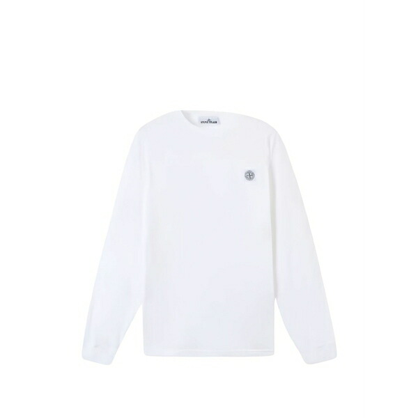 ストーンアイランド メンズ パーカー・スウェットシャツ アウター Logo-patch long-sleeve t-shirt White｜asty