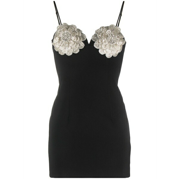 ニッサ レディース 衣装 トップス Floral-appliqu￡ crystal-embellished minidress Black