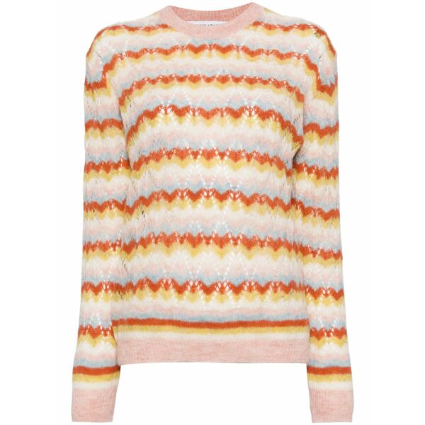 棲み家 稲荷 レディース 編み物\u0026ティーシャツ アウター Stripped lace jumper Neutrals