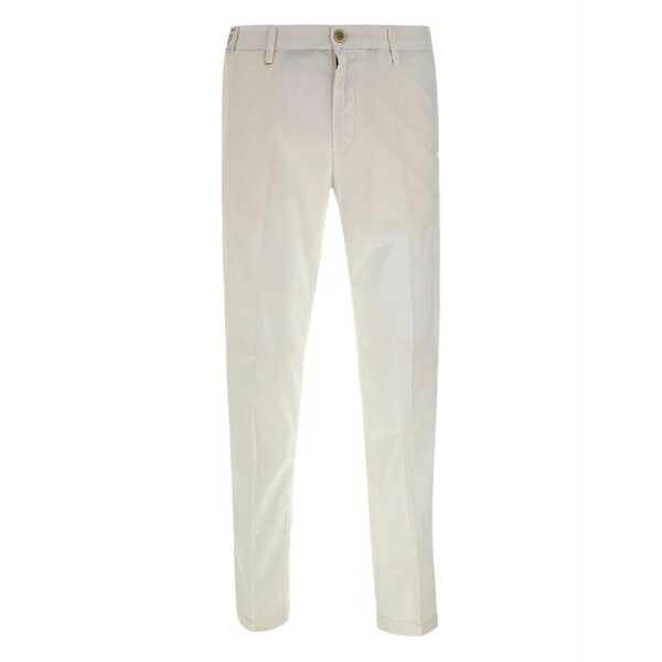 レアッシュ メンズ 心地よいズボン下 ボトムス Logo button chinos trousers White