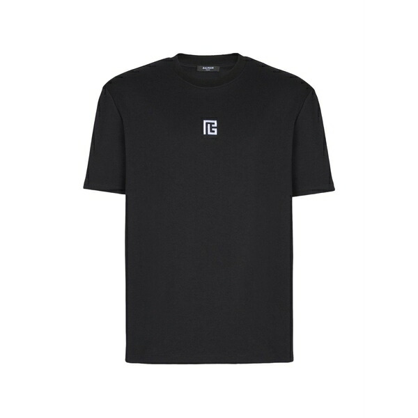バルマン メンズ プルオーバー トップス T-shirt with embroidered logo Black