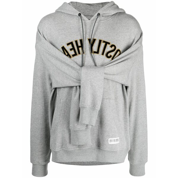 ミストリーハードレアリシーン メンズ パーカー・スウェットシャツ アウター Logo-print cotton hoodie Grey