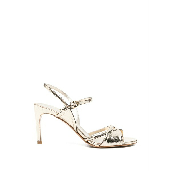 デル カルロ レディース サンダル シューズ Crackle-effect crossover-strap sandals Gold|asty