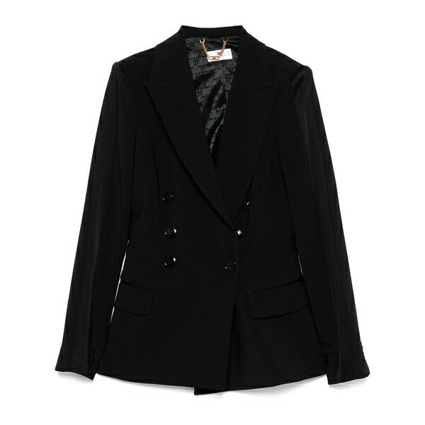 エリザベスフランキ レディース 上衣＆上衣 アウター Double-breasted blazer Black