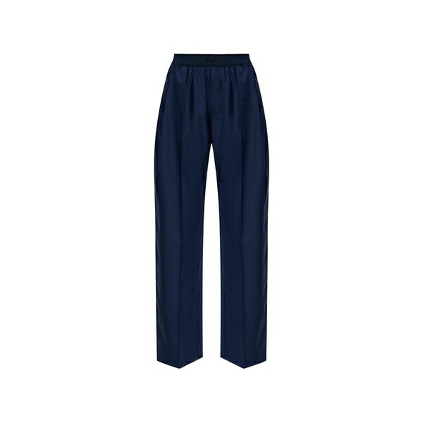 ケンゾー レディース 心地よいズボン下 ボトムス Logo-embroidered pleated wool trousers Blue