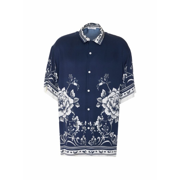 インノミネイト メンズ ティーシャツ トップス Printed button shirt Blue