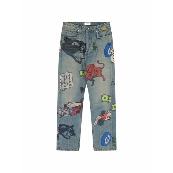 ルード メンズ ジーンズズボン下 ボトムス Printed straight-leg trousers Blue