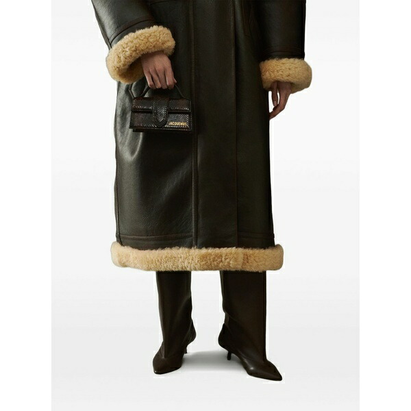ジャクエムス レディース ハンドバック 御徒面子 The bambino top-handle leather clutch bag Brown