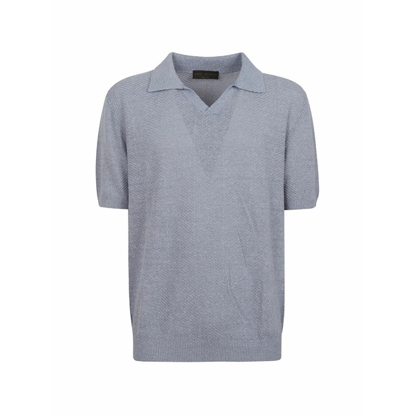 ブレット ジョンソン メンズ スポーツシャツ トップス Chevron-knit polo shirt Blue