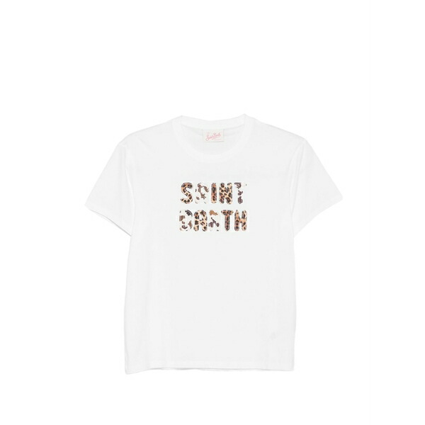 エムシーツーセイントバース レディース プルオーバー トップス Emilie animal-print logo-patch t-shirt White