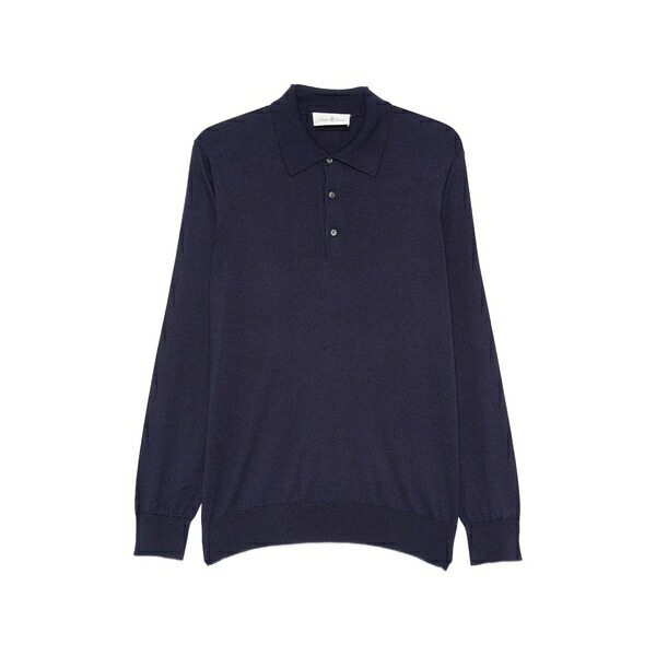 デラ・チアーナ メンズ スポーツシャツ トップス Long-sleeve polo shirt Blue