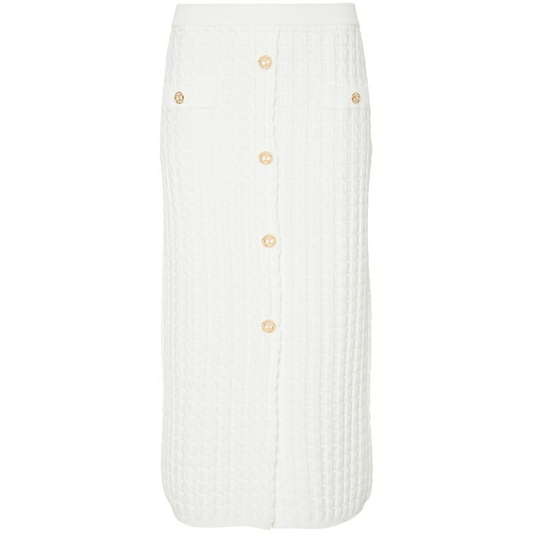 ツイン書き割り レディース スコート ボトムス Cable-knit MIDI skirt White