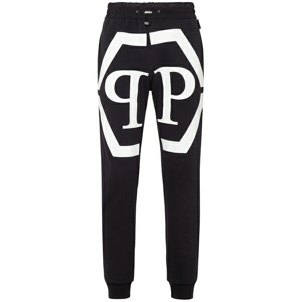 フィリップ飾り気の無い メンズ 心地好いズボン下 ボトムス Logo-print track pants Black