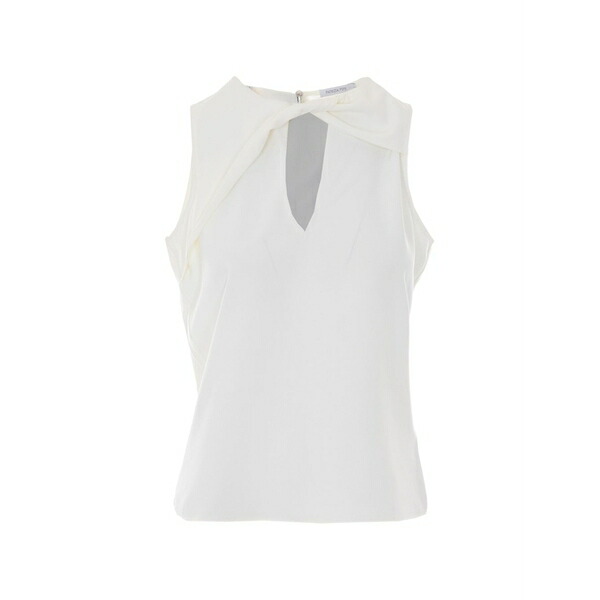 パトリツィア ペペ レディース カットソー トップス Twist-detail v-neck tank top Neutrals