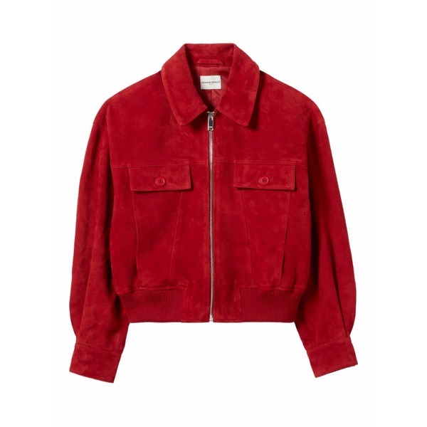 クローディピエルロ レディース 上衣＆上衣 アウター Pocket zip-up suede jacket Red