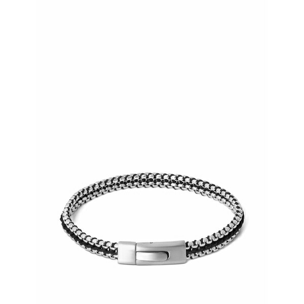 タテオシアン メンズ ブレスレット・バングル・アンクレット 佩び物 Tris button woven-detail box-chain bracelet Silver