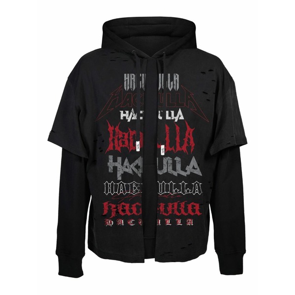 ハクーラ メンズ パーカー・スウェットシャツ アウター Distressed hoodie Black