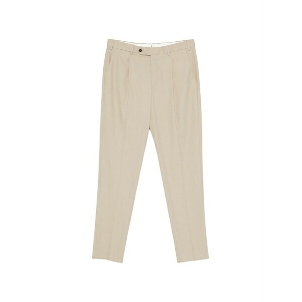PTトリノ メンズ 心地好いズボン下 ボトムス Pleated cotton trousers Neutrals