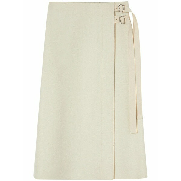 ジル・サンダー レディース スコート ボトムス Wrap-design wool MIDI skirt White
