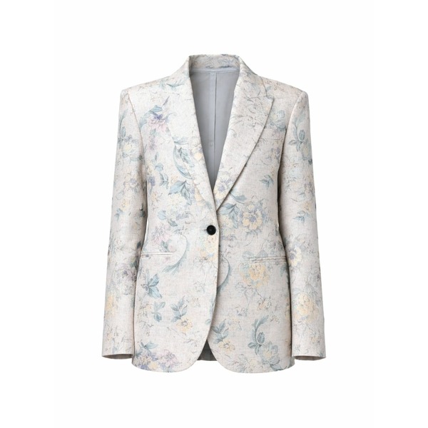 フォルテ フォルテ レディース 上衣＆上衣 アウター Floral-print single-breasted blazer Neutrals
